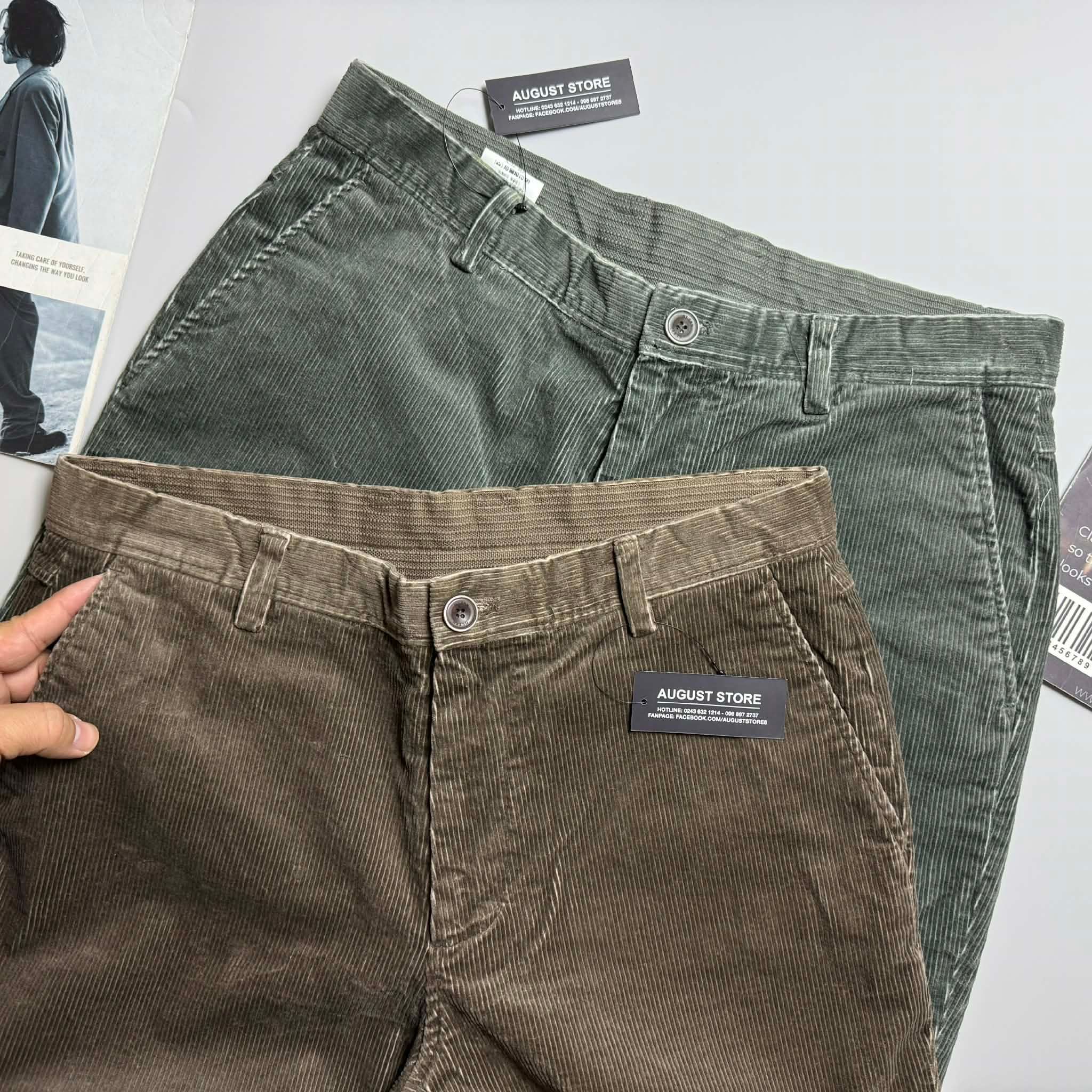 QUẦN NHUNG KẺ TĂM OL.ZEN RELAXED FIT 3030