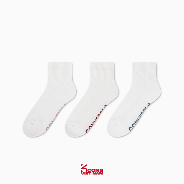 Tất/ Vớ thể thao Converse 3-Pack Wordmark Quarter Socks MC0519-001 / MC0519-023 / WC0583-W4H Set 3 đôi