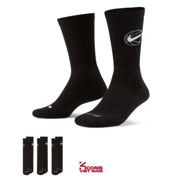 Tất/ Vớ Nike Unisex Nike Everyday Crew Basketball Socks (3 Đôi) Cổ Cao Hỗ Trợ Khử Mùi DA2123