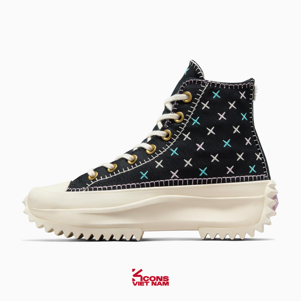 Đôi Cuối – Chốt Nhanh! Giày Converse Run Star Hike Platform Crafted Stitching A08733C High Top Black