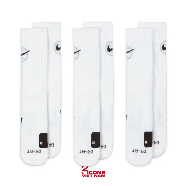 Tất/ Vớ Nike Unisex Nike Everyday Crew Basketball Socks (3 Đôi) Cổ Cao Hỗ Trợ Khử Mùi DA2123