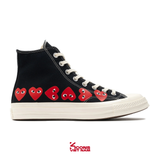 Deal Cuối, Chốt Nhanh! Giày Converse 1970 x Play Comme des Garçons Chuck 70 Hi ‘Multi Heart Black’ CDG A08147C