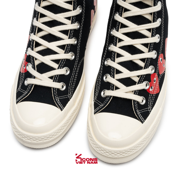 Deal Cuối, Chốt Nhanh! Giày Converse 1970 x Play Comme des Garçons Chuck 70 Hi ‘Multi Heart Black’ CDG A08147C