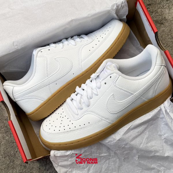 Deal Cuối, Chốt Nhanh! Giày Nike Court Vision Low Leather CD5463-105 White/ Photon Dust/ Gum Light Brown