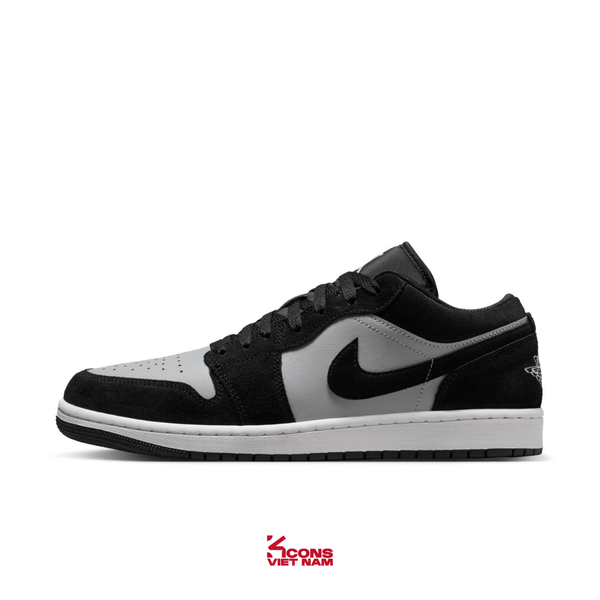Giày Nike Air Jordan 1 Low Black Light Smoke Grey White 553558-048 Leather Sneaker Cổ Thấp JD1
