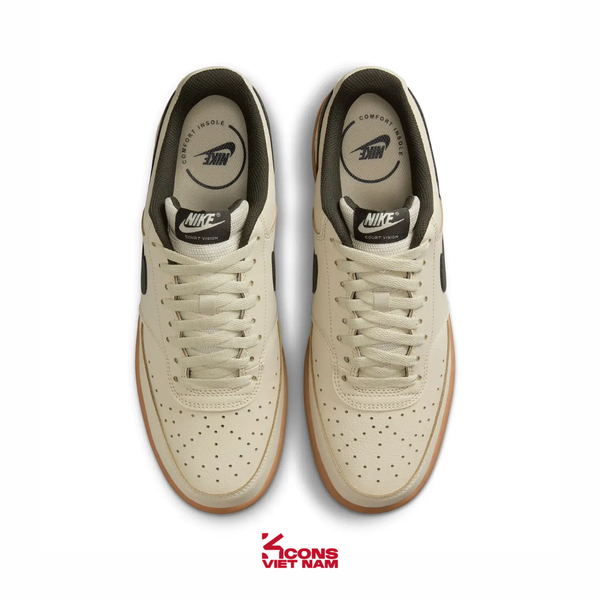 Giày Nike Court Vision Low Leather Khaki/Sequoia-Gum Med Brown HV4506-200