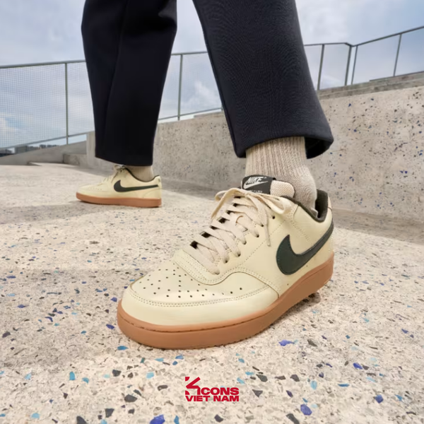Giày Nike Court Vision Low Leather Khaki/Sequoia-Gum Med Brown HV4506-200