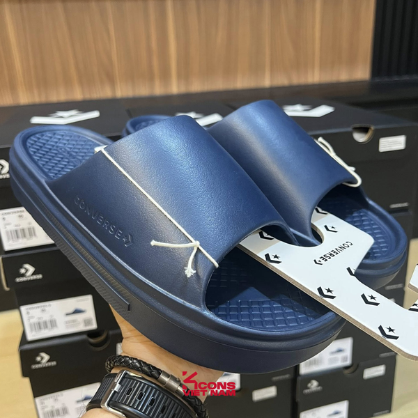 Đôi Cuối, Chốt Nhanh! Dép Converse Essential Slide Blue Navy Unisex - Quai Ngang Bản Rộng A15799C