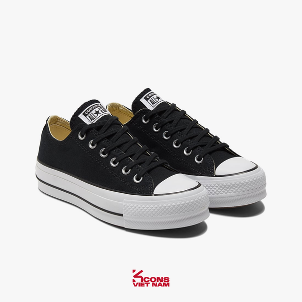 Deal Cuối, Chốt Nhanh! Giày Converse Chuck Taylor All Star Classic Canvas Platform Black Low Top 560250C