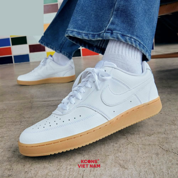 🔥Deal Cuối, Chốt Nhanh! Giày Nike Court Vision Low Leather CD5463-105 White/ Photon Dust/ Gum Light Brown