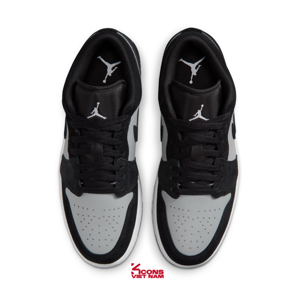 Giày Nike Air Jordan 1 Low Black Light Smoke Grey White 553558-048 Leather Sneaker Cổ Thấp JD1