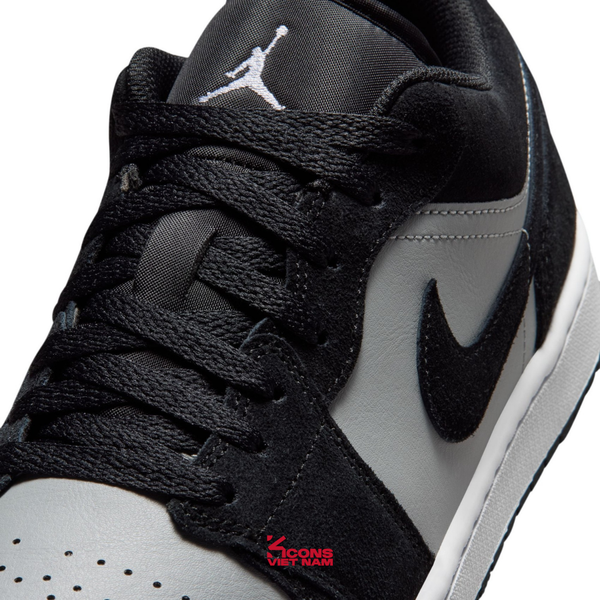 Giày Nike Air Jordan 1 Low Black Light Smoke Grey White 553558-048 Leather Sneaker Cổ Thấp JD1