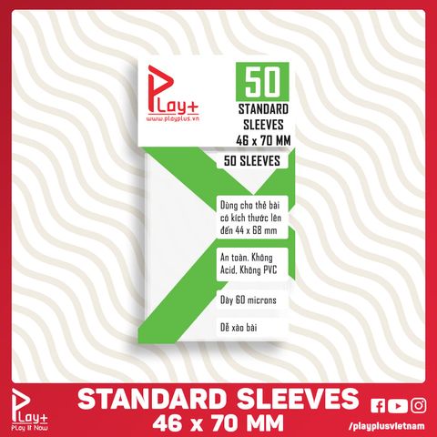 Play Plus Standard Sleeves - bọc bài cao cấp - dày 60 microns - 46 x 70 mm (50 cái)