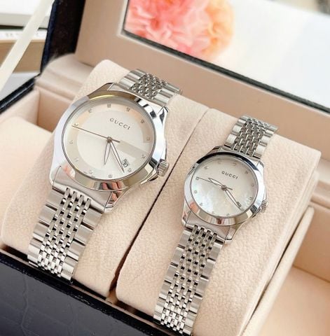 Đồng hồ Gucci couple diamond trắng