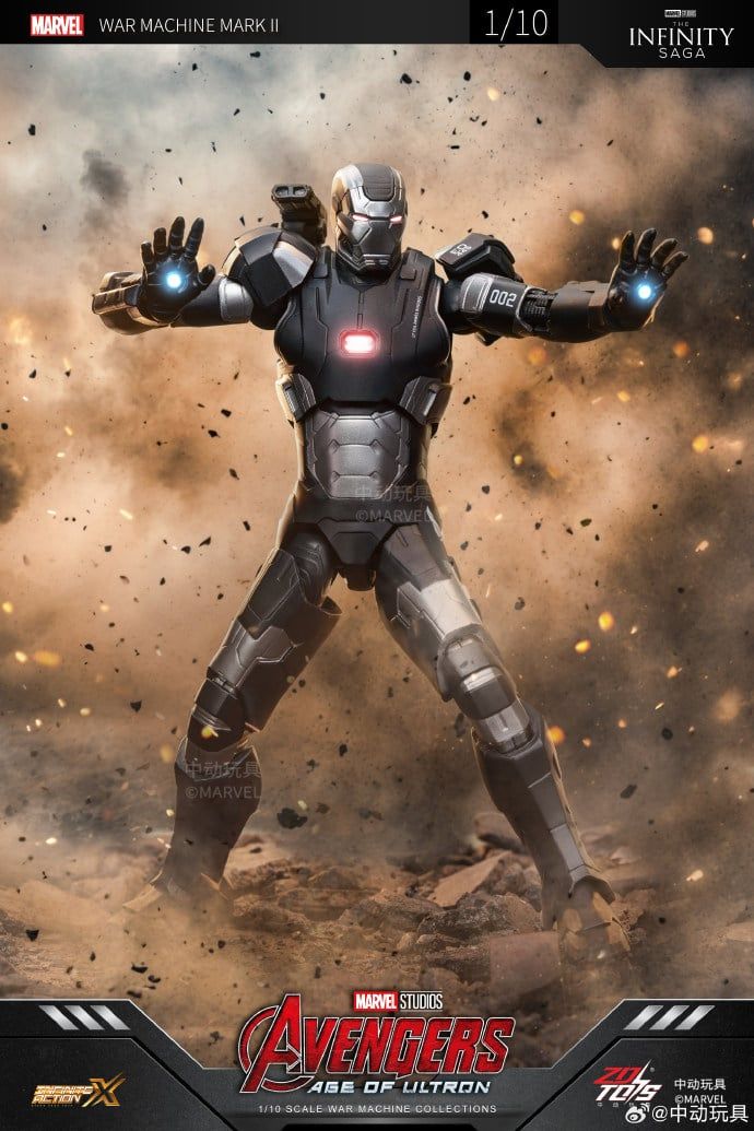  Mô hình nhân vật Marvel Iron man người sắt MK2 Mark 2 War machine Age of Ultron ZM73 tỉ lệ 1:10 18CM ZD Toys FG262 