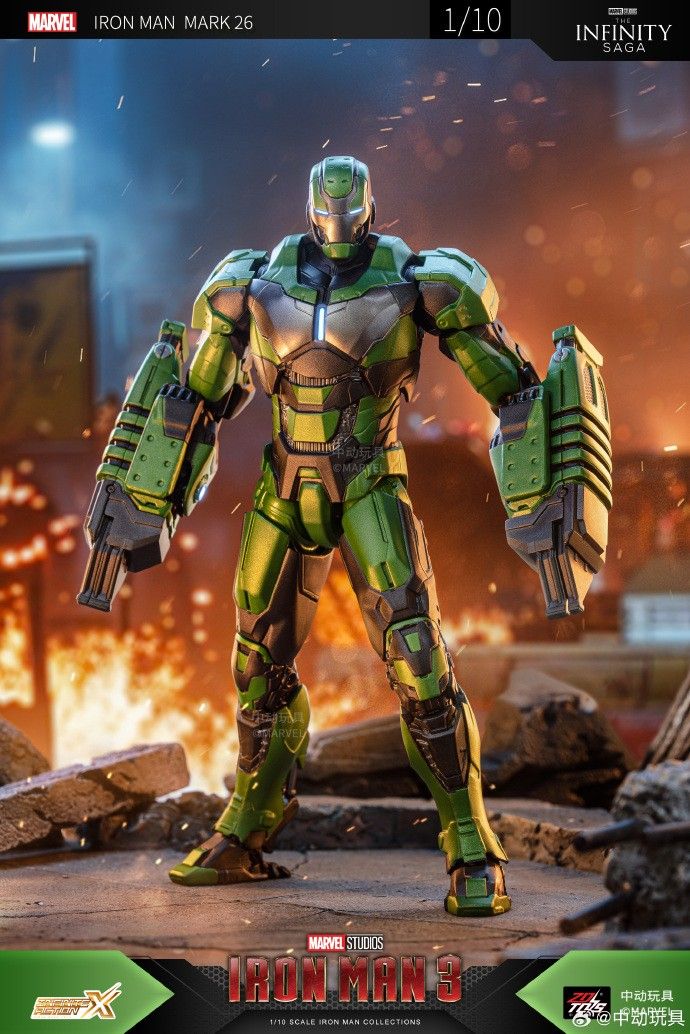 Mô hình nhân vật Marvel Iron man người sắt MK26 Mark 26 Iron man 3 ZM65 tỉ lệ 1:10 18CM ZD Toys FG262 
