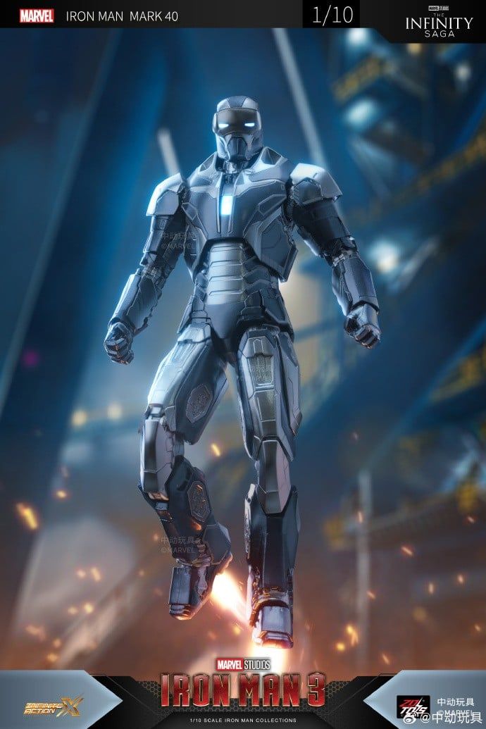  Mô hình nhân vật Marvel Iron man người sắt MK40 Mark 40 Iron man 3 ZM70 tỉ lệ 1:10 18CM ZD Toys FG262 