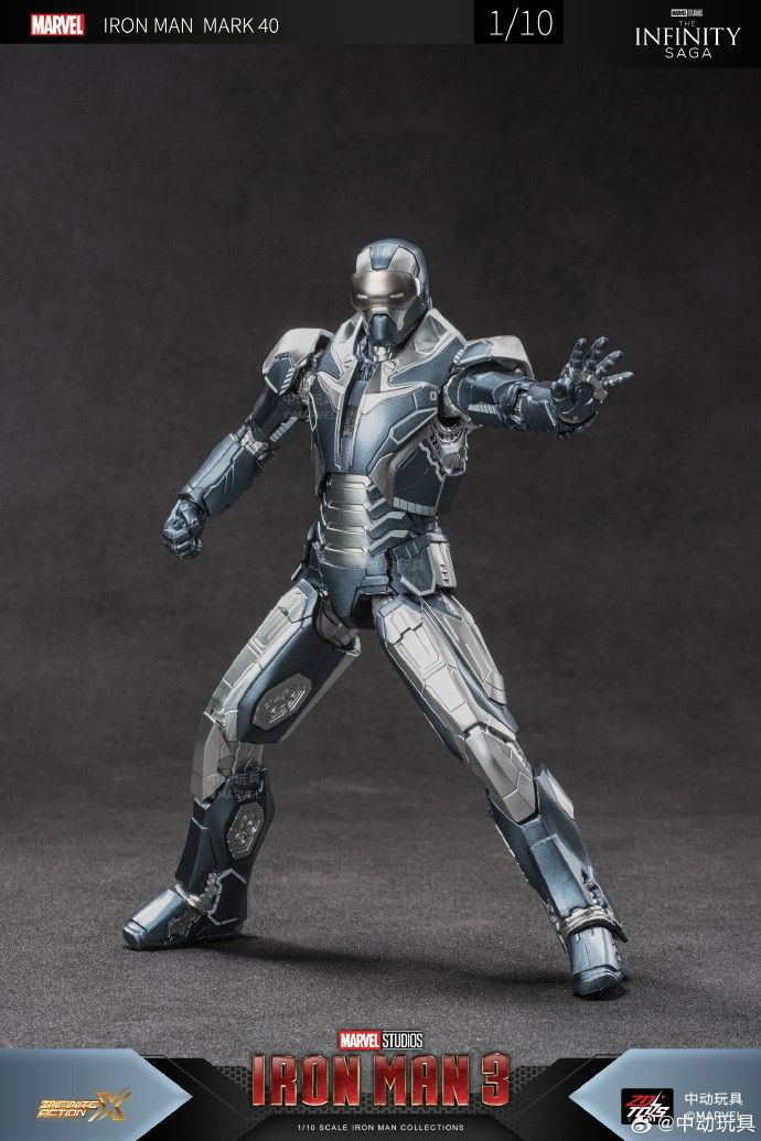  Mô hình nhân vật Marvel Iron man người sắt MK40 Mark 40 Iron man 3 ZM70 tỉ lệ 1:10 18CM ZD Toys FG262 