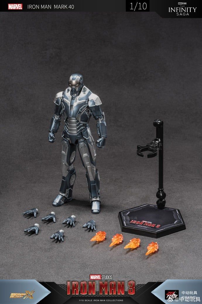  Mô hình nhân vật Marvel Iron man người sắt MK40 Mark 40 Iron man 3 ZM70 tỉ lệ 1:10 18CM ZD Toys FG262 