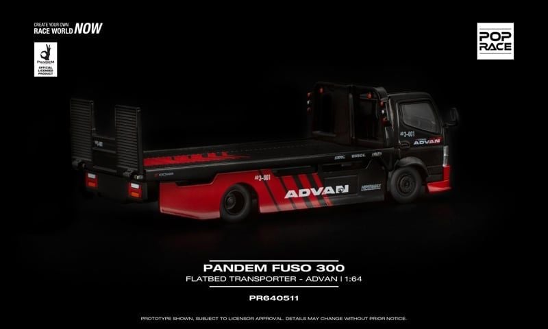  Mô hình xe Mitsubishi Pandem Fuso 300 Flatbed Transporter Advan tỉ lệ 1:64 Pop Race PR640511 
