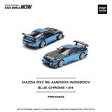  Mô hình xe Mazda RX7 RE-AMEMIYA Widebody - Blue Chrome tỉ lệ 1:64 Poprace PR640223 