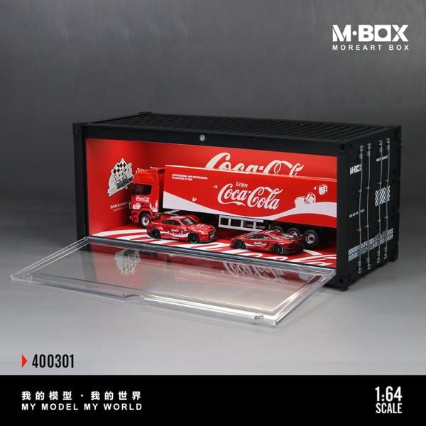  Hộp trưng bày container mô phỏng bãi đỗ xe parking lot Coca Cola 30x12.5x13cm tỉ lệ 1:64 MoreArt MB400301 