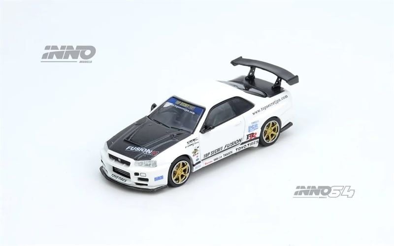  Mô hình xe ô tô Nissan Top Secret R34 GT-R White tỉ lệ 1:64 Inno64 IN64-R34TS-WHI 