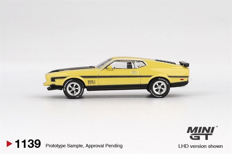  Mô hình xe Ford Mustang Mach1 Grabber Yellow tỉ lệ 1:64 MiniGT MGT01139 
