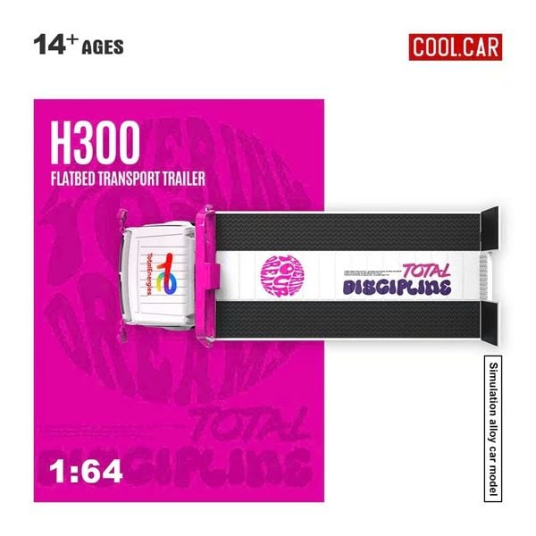  Mô hình xe tải thớt trượtH300 Flatbed Transport Trailer Iron Maiden White & Pink Paint Scheme tỉ lệ 1:64 Coolcar CC647230 