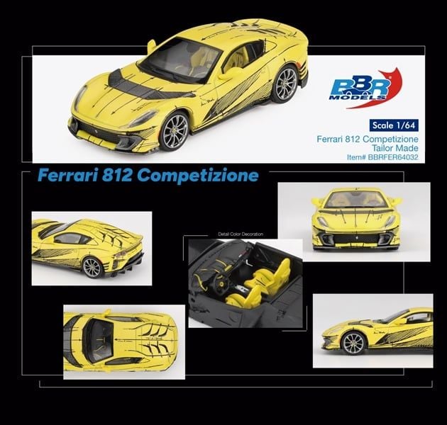  Mô hình xe Ferrari 812 Competizione Tailor Made tỉ lệ 1:64 BBR BBRFER64032 