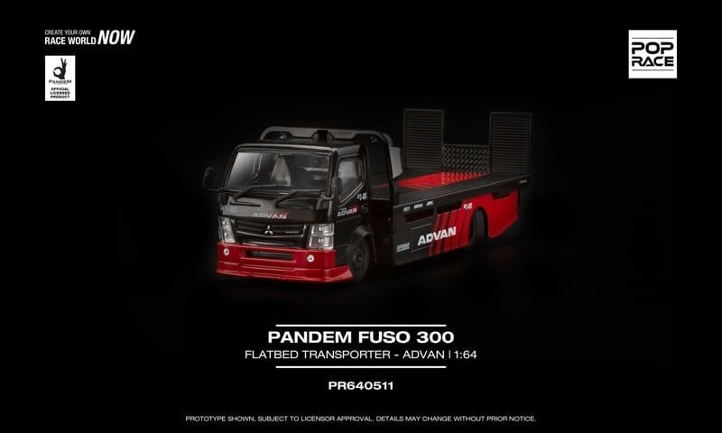  Mô hình xe Mitsubishi Pandem Fuso 300 Flatbed Transporter Advan tỉ lệ 1:64 Pop Race PR640511 
