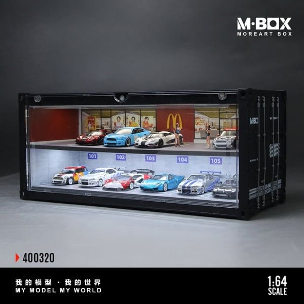  Hộp trưng bày container mô phỏng Bối cảnh chủ đề McDonald's có đèn kích thước 38.7x16x16.5cm tỉ lệ 1:64 MoreArt box M-Box MB400320 