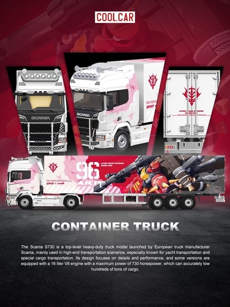  Mô hình xe Scania Container Truck Pink Mech Coating Simulation Alloy Car Model tỉ lệ 1:64 Cool Car CC644023 