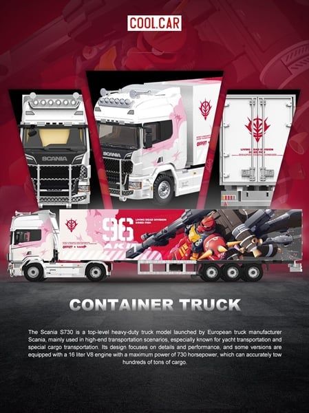  Mô hình xe Scania Container Truck Pink Mech Coating Simulation Alloy Car Model tỉ lệ 1:64 Cool Car CC644023 