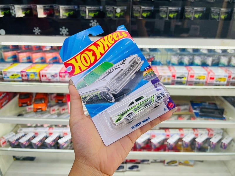  Mô hình xe Chevrolet '69 Impala green Hot Wheels kim loại có bản quyền chính hãng tỉ lệ 1:64 C4982-CV 