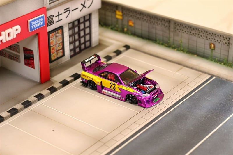  Mô hình xe Nissan ER34 LBWK Electroplated Purple Special Edition Limited 500pcs tỉ lệ 1:64 Street weapon OT64658 