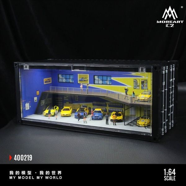 Hộp trưng bày mô container mo phỏng garage custom Spoon 2 tầng có đèn tỉ lệ 1:64 MoreArt MO400219 