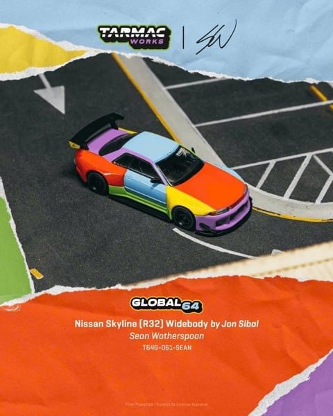  Mô hình xe Nissan Skyline R32 Widebody by Jon Sibal x Sean Wotherspoon tỉ lệ 1:64 Tarmac Works T64-077-99MGP53 