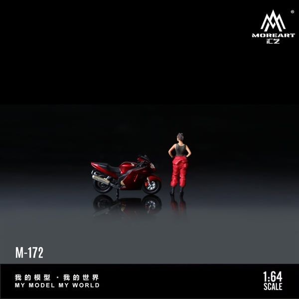  Mô hình nhân vật Honda CBR1100XX Metal Red Motorcycle Girl Simulation Resin Model tỉ lệ 1:64 More Art MO222172 