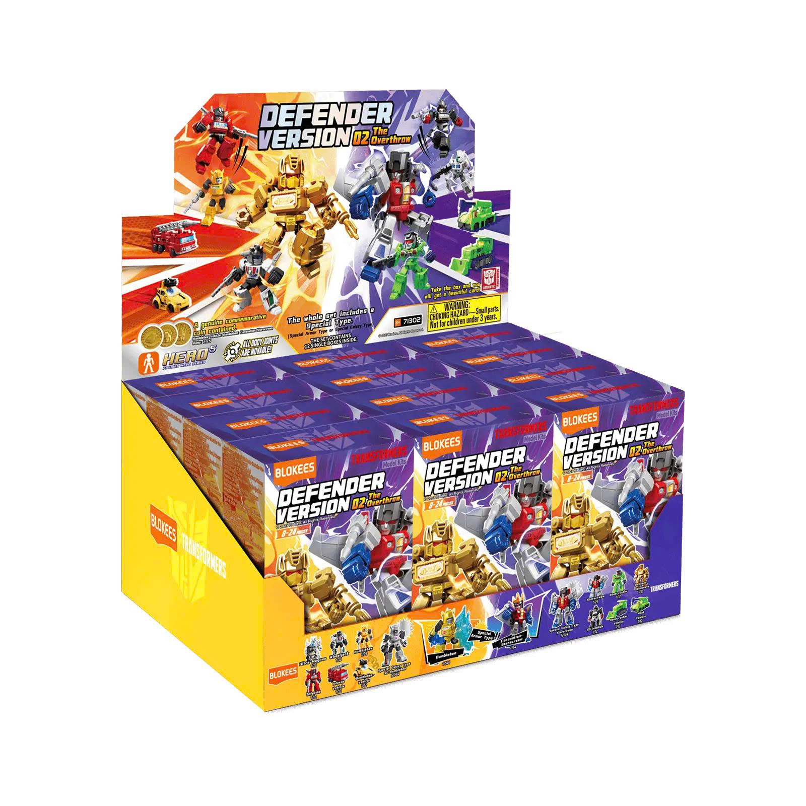 Set 12 mô hình lắp ráp serries Transformers Defender Version 02 The Overthrow ET29 Blokees 71302-set 