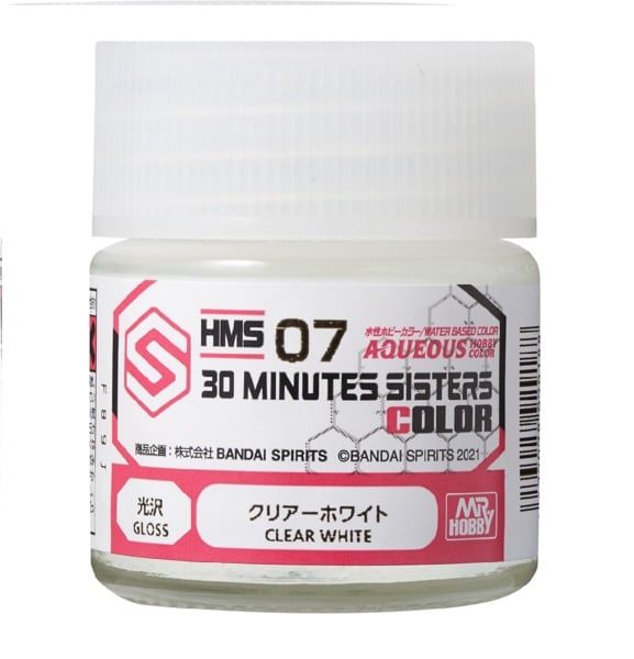  Aqueous HMS07 sơn mô hình phủ bóng Gloss clear white dòng 30 Minutes Sisters 10ml Mr.Hobby HMS07 