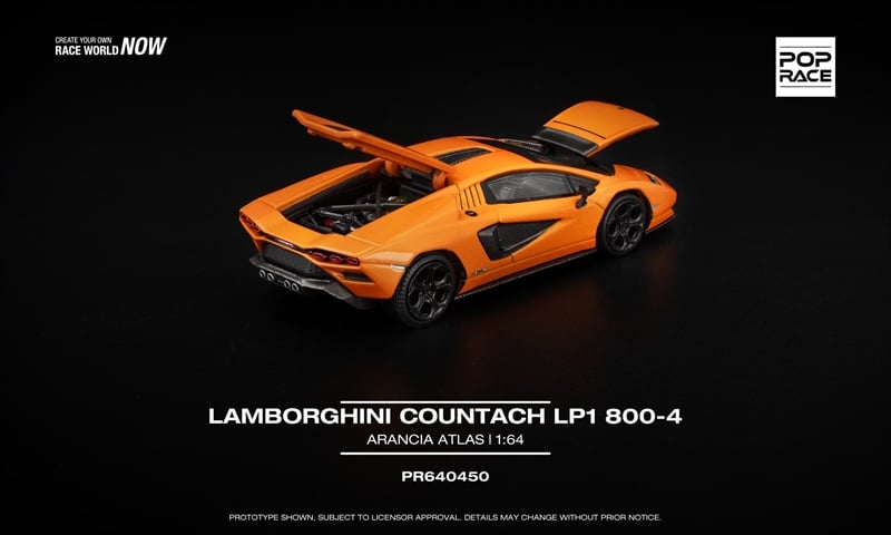  Mô hình xe Lamborghini Countach Lp1 800-4 Arancia Atlas tỉ lệ 1:64 Poprace PR640450 