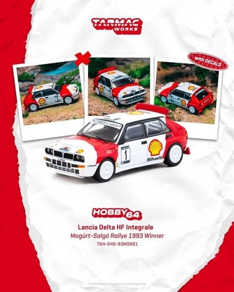  Mô hình xe Lancia Delta HF Integrale Mogürt-Salgó Rallye 1993 Winner tỉ lệ 1:64 Tarmac Works T64-049-93MSR01 