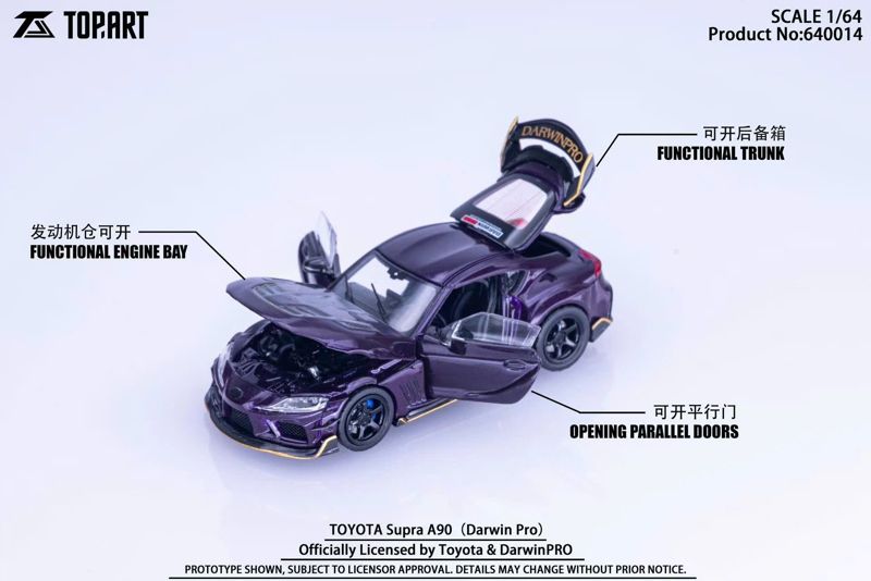  Mô hình xe Toyota Supra A90 Darwin Pro Widebody Version full open tỉ lệ 1:64 TopArt TAO640014 