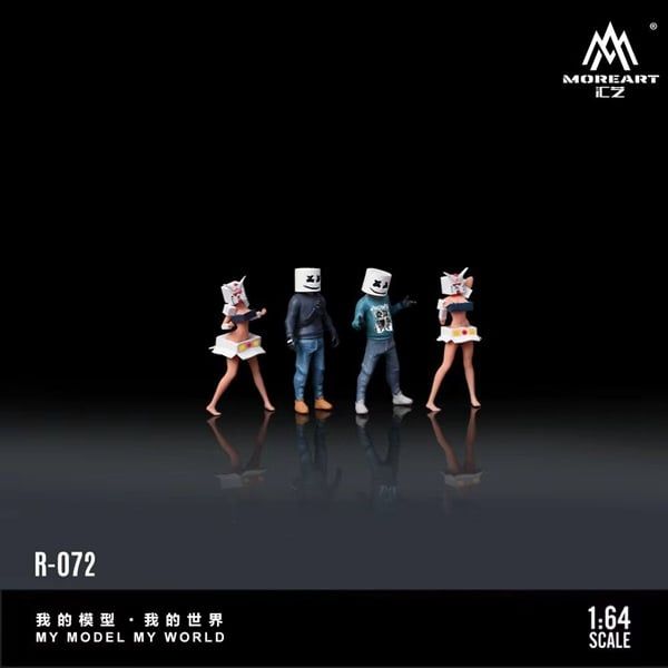  Mô hình nhân vật set 4 người Custom Mask Doll Set Resin tỉ lệ 1:64 Moreart MO223072 