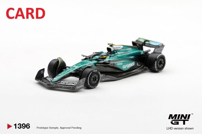  Mô hình xe Aston Martin AMR24 #14 Fernando Alonso 2024 F1 2024 Las Vegas GP bản card tỉ lệ 1:64 MiniGT MGT01396 