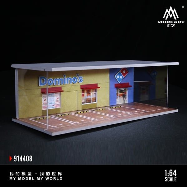  Hộp trưng bày mô phỏng cửa hàng Domino's có đèn kích thước 30x13.3x10cm tỉ lệ 1:64 MoreArt MO914408 