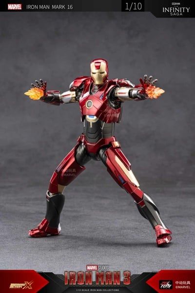  Mô hình nhân vật Marvel Iron man người sắt Mark 16 MK16 SHF Iron man 3 tỉ lệ 1:10 18CM ZD Toys FG262 