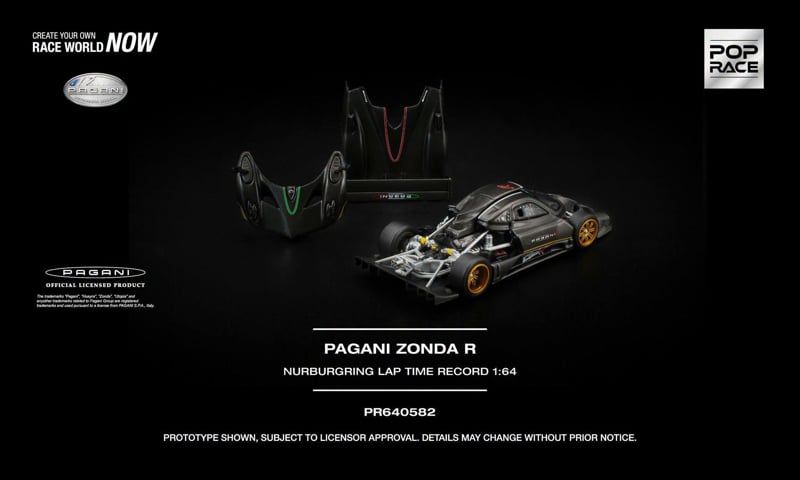  Mô hình xe Pagani Zonda R Nurburgring Lap Time Record tỉ lệ 1:64 Pop Race PR640582 