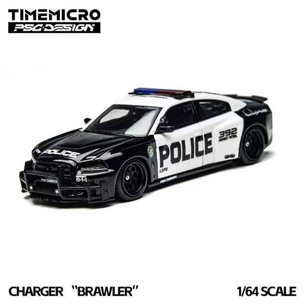  Mô hình xe Dodge Charger “Brawler” LSPD Police Car Die-Cast tỉ lệ 1:64 TimeMicro × PSC DESIGN TM648201 